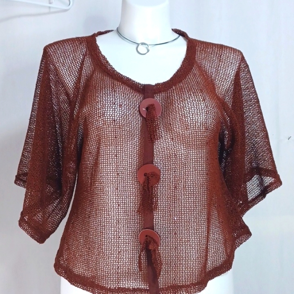 NOELL ONE SIZE SEE THRU OPEN WEAVE SWEATER NEW